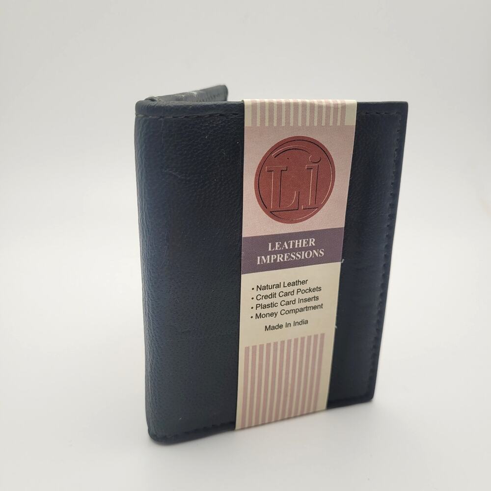 Green Leather Small Wallet Travel Organizer Card Slot Minimalist New Giftable